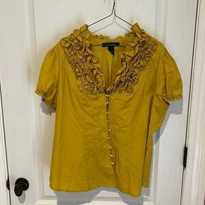 Ashley Stewart Mustard Ruffle Bust Collar